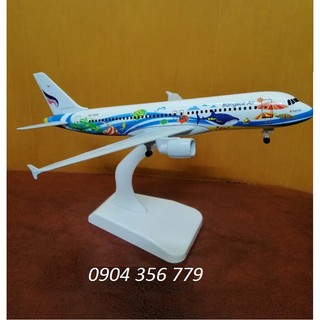 Mô hình máy bay tĩnh airbus a320 bangkok air 20cm