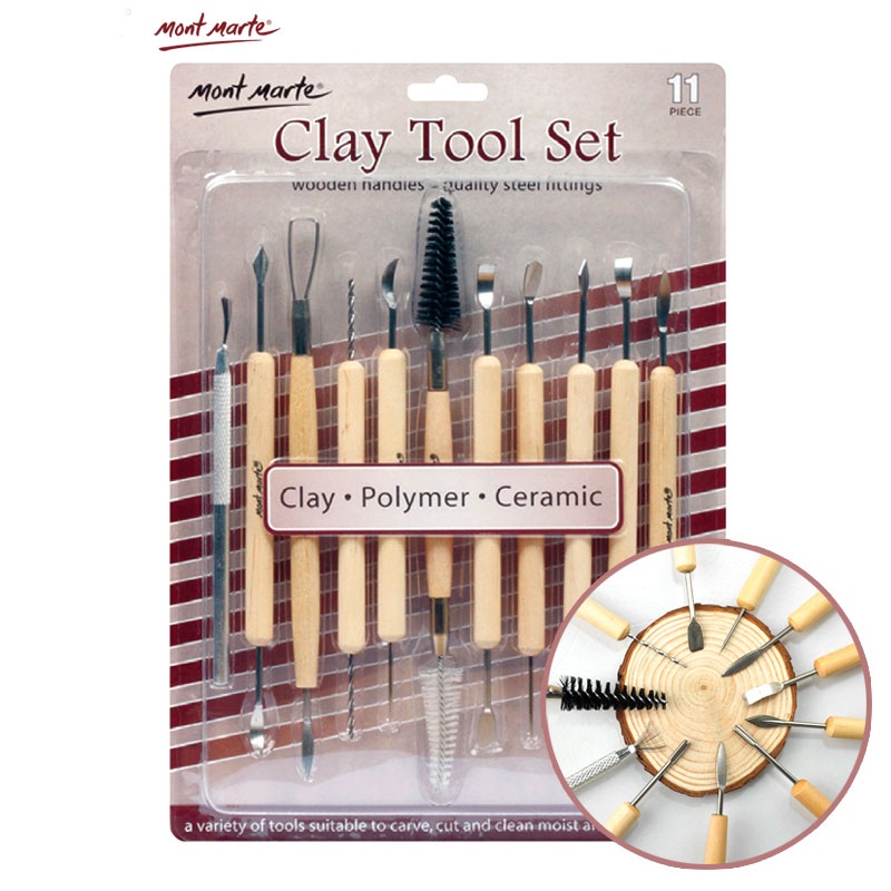 Mont Marte Clay Tool Set -11 Cây Dụng Cụ Nặn Tượng Điêu Khắc Đất Sét Làm Gốm