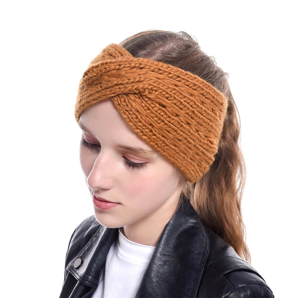 New Thick Woolen Hairband Diagonal Crossover Section Europe and America Winter Hair Accessories