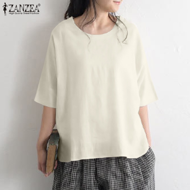 Áo thun ZANZEA tay lỡ xẻ tà thời trang dành cho nữ