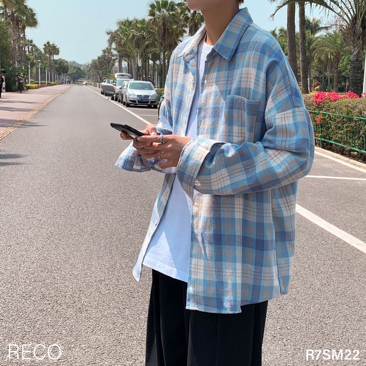 Áo sơ mi nam nữ Hàn Quốc cao cấp dáng rộng dài tay Shirt Loose R7SM22