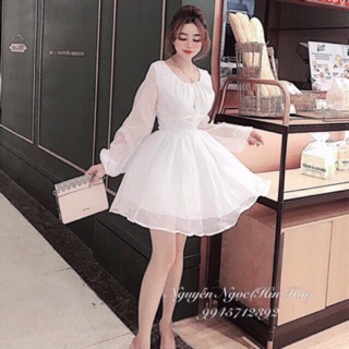 Đầm xoè tay phồng - kèm ảnh thật