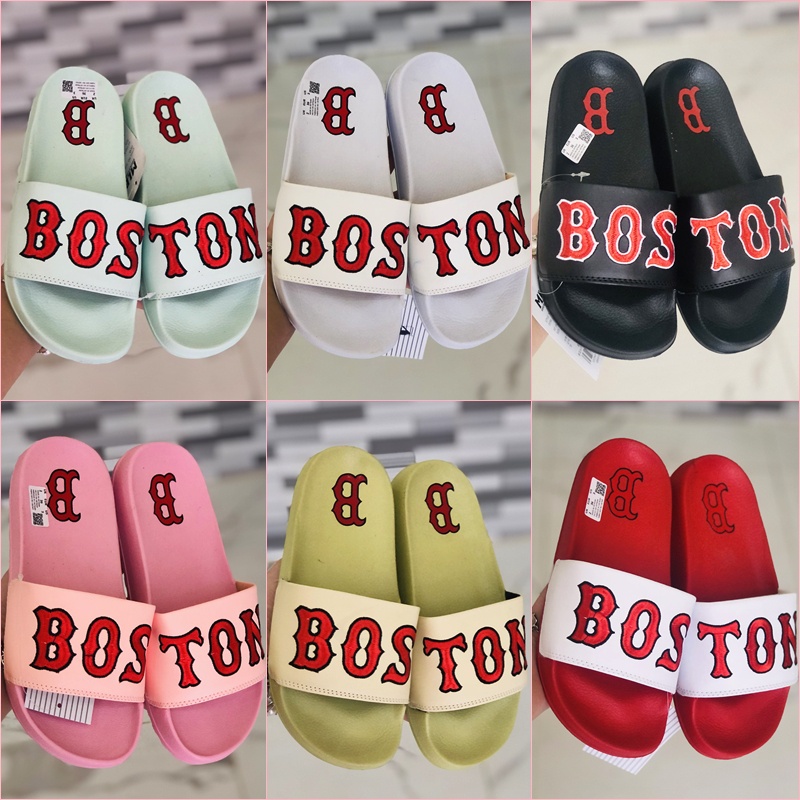 Dép unisex 𝐌𝐋𝐁 𝐁𝐎𝐒𝐓𝐎𝐍 ❤️FREESHIP + Hộp❤️ dép mlb quai ngang thể thao nữ Thêu nỗi Boston nhiều màu