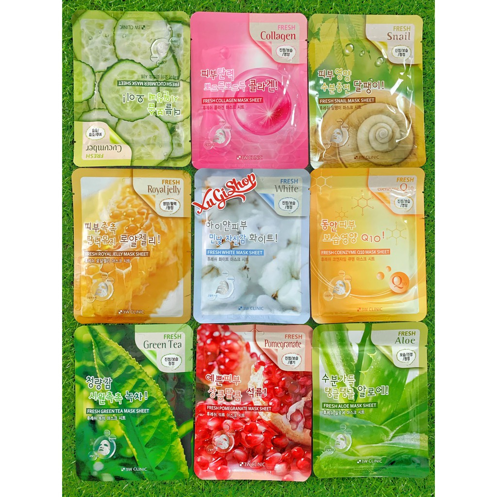 Mặt nạ 3W Clinic dưỡng trắng da thiên nhiên Fresh Mask Sheet 23ml