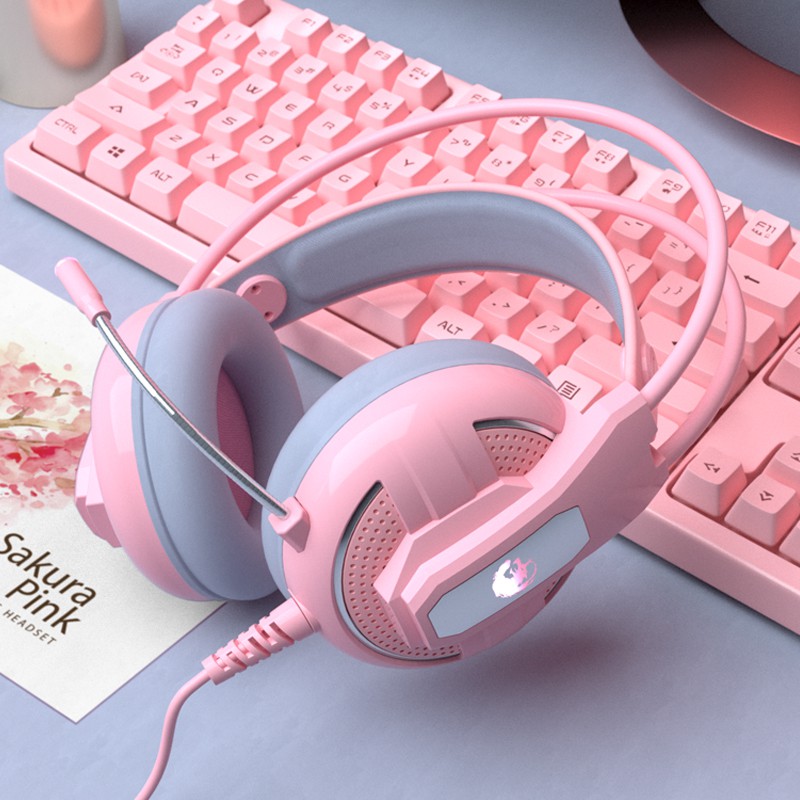 Tai Nghe Chơi Game Màu Hồng Đáng Yêu Có Mic 3.5mm | BigBuy360 - bigbuy360.vn