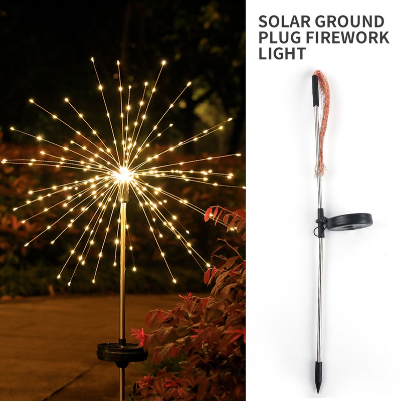 Đèn LED Năng Lượng Mặt Trời Dây Đồng Hình Pháo Hoa Bồ Công Anh Trang Trí Sân Vườn Ngoài Trời