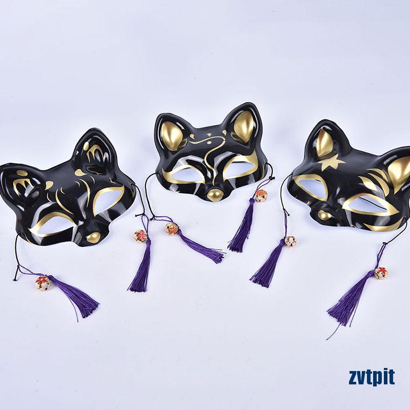 [ZPI] Japanese Halloween Cosplay Fox Party Half Face Hand Painted Kitsune SI