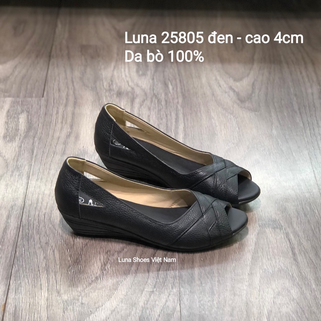 Giày đế xuồng nữ 4p hở mũi da bò mềm LUNASHOES 25805 bảo hành 2 năm 1 đổi 1