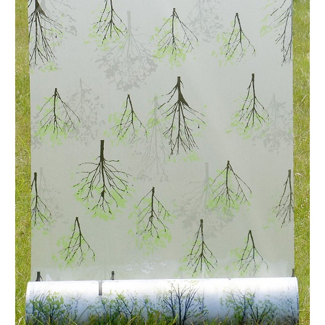 Decal giấy dán kính cây xanh lá khổ 45cm keo sẵn