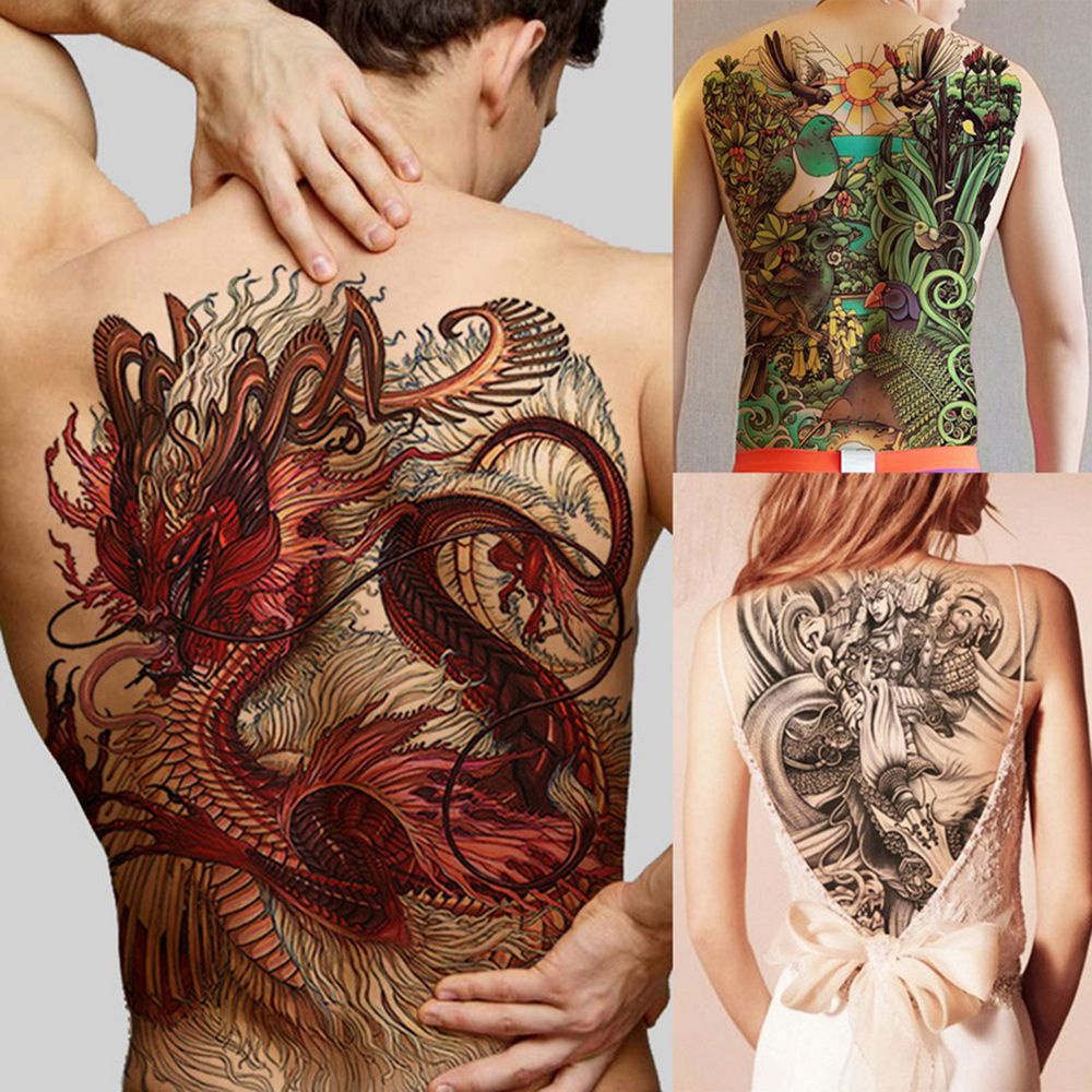 Hình xăm dán chuyển nước decal không thấm nước họa tiết hổ rồng sói siêu ngầu dáng ngực và lưng đẹp mắt cho nữ