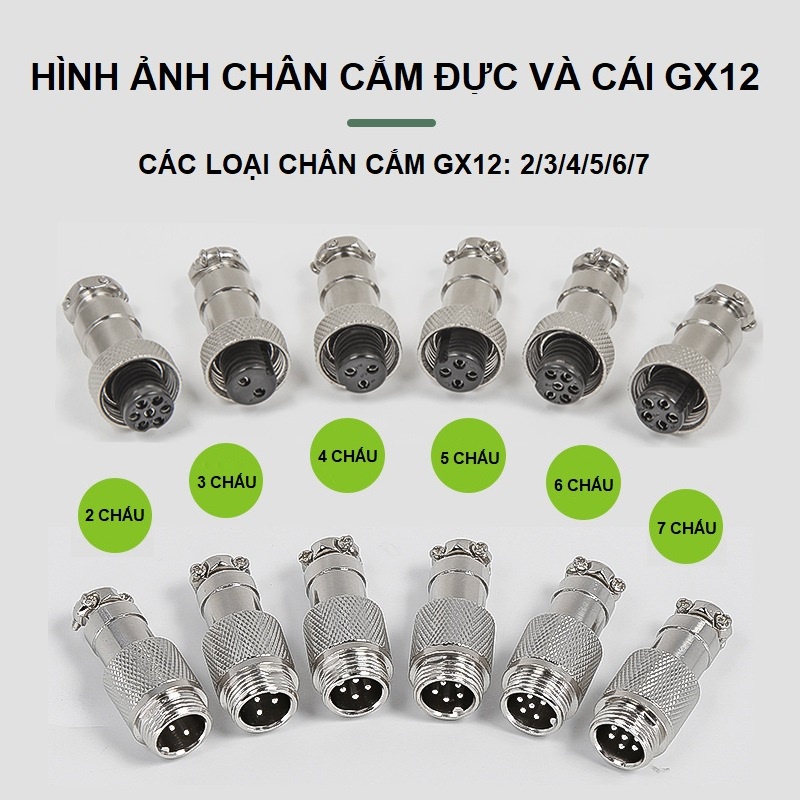 Bộ Giắc Cắm Nối Đực Và Cái GX12  - ZHQCN