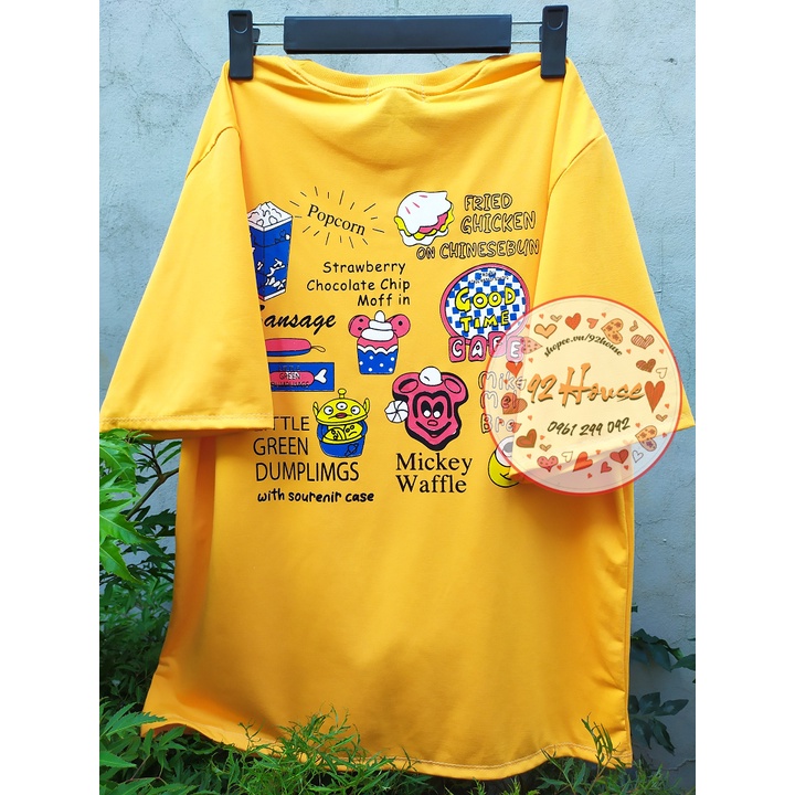 Áo phông rộng in hình bánh ngọt / Áo thun unisex tay lỡ freesize 60Kg 92HOUSE