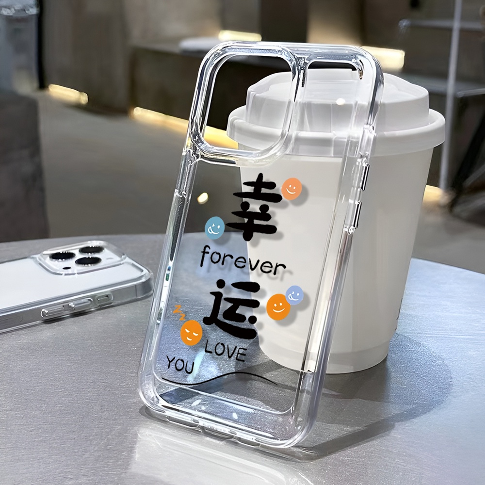 Ốp Điện Thoại Trong Suốt In Chữ Lucky Dễ Thương Cho iphone 14 Pro Max 14 Plus 13 11 12 7Plus X XR XS Max