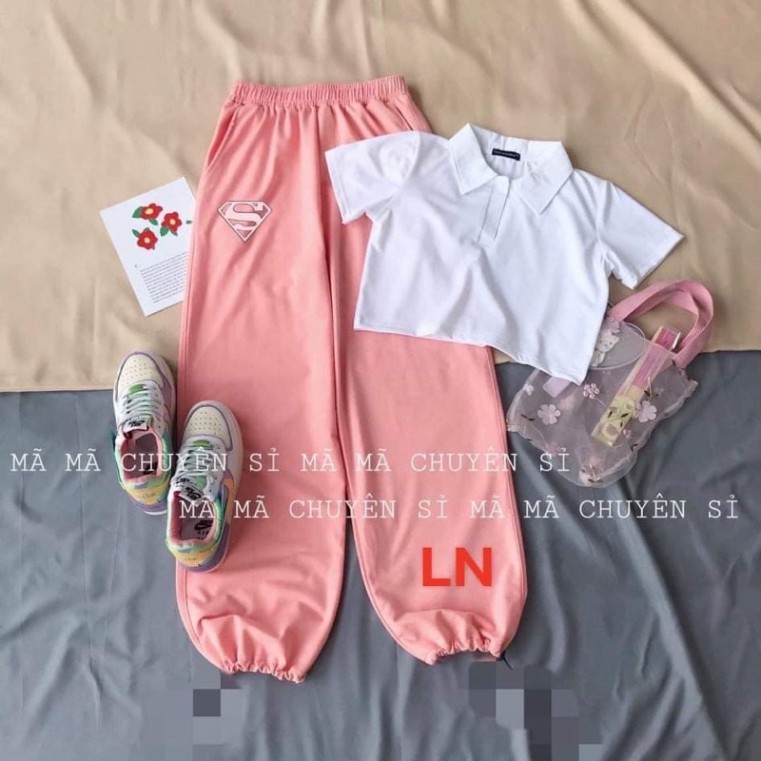 Sét áo croptop polo + quần bom lô gô LN0621