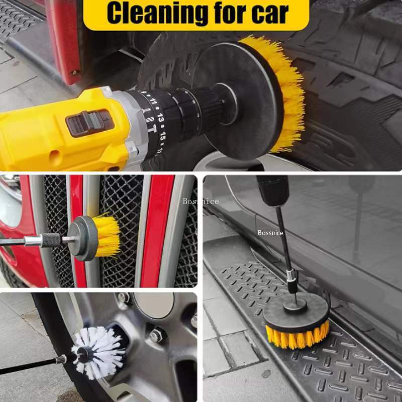 [HCM] 4 Cái / Bộ Bàn chải làm sạch sàn ô tô Bàn chải làm sạch,Không bao gồm máy khoan động lực-SK-DZS4JT