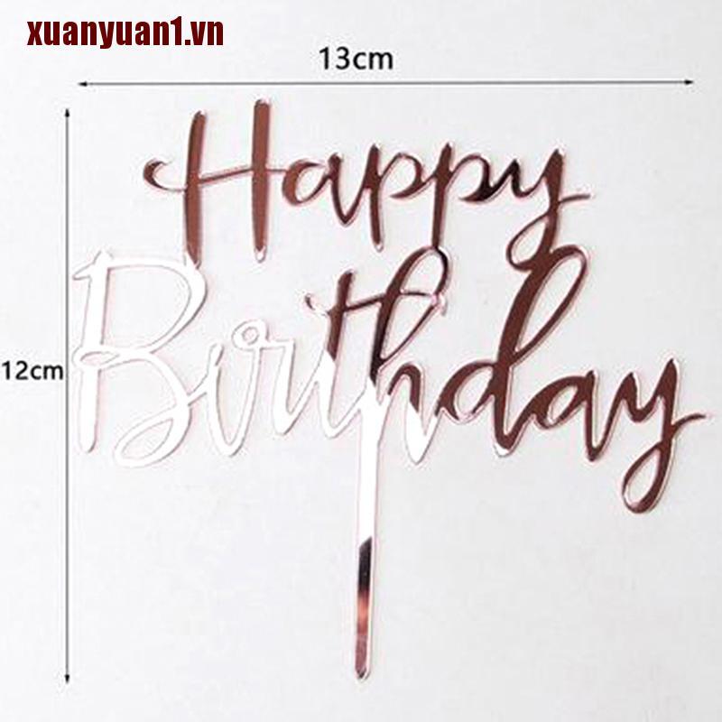 1 Phụ Kiện Trang Trí Bánh Kem Chữ Happy Birthday Made Of Acrylic