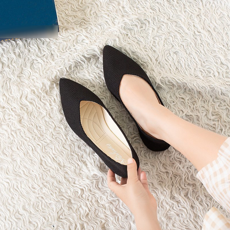 Giày búp bê mũi nhọn màu trơn thời trang dành cho nữ