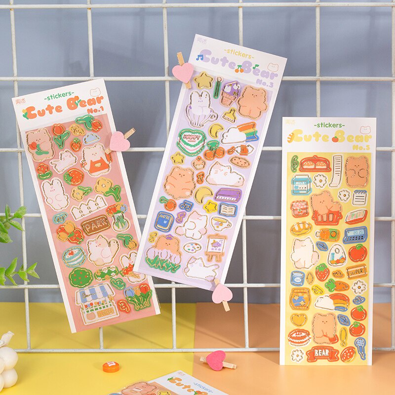 Tấm sticker dán pvc chống thấm nước hình gấu hoạt hình dễ thương