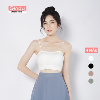 Áo hai dây GINDY sợi bún mảnh dáng ngắn vải mịn co giãn thoáng mát AB03