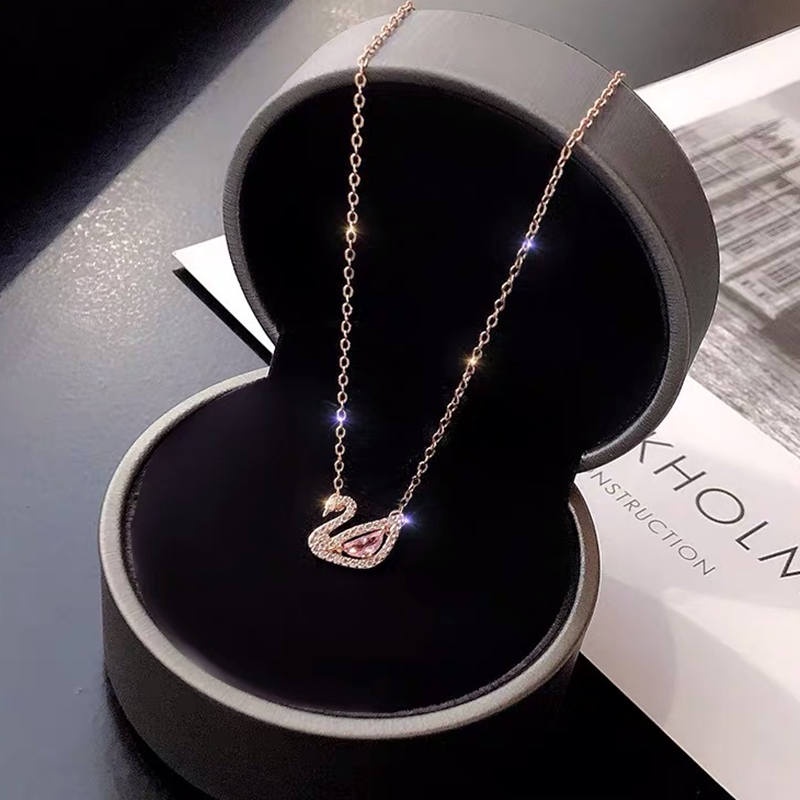 Dây chuyền nữ mặt thiên nga đính đá zircon lấp lánh vòng cổ nữ mạ titan thiết kế xinh xắn trẻ trung phong cách Hàn Quốc