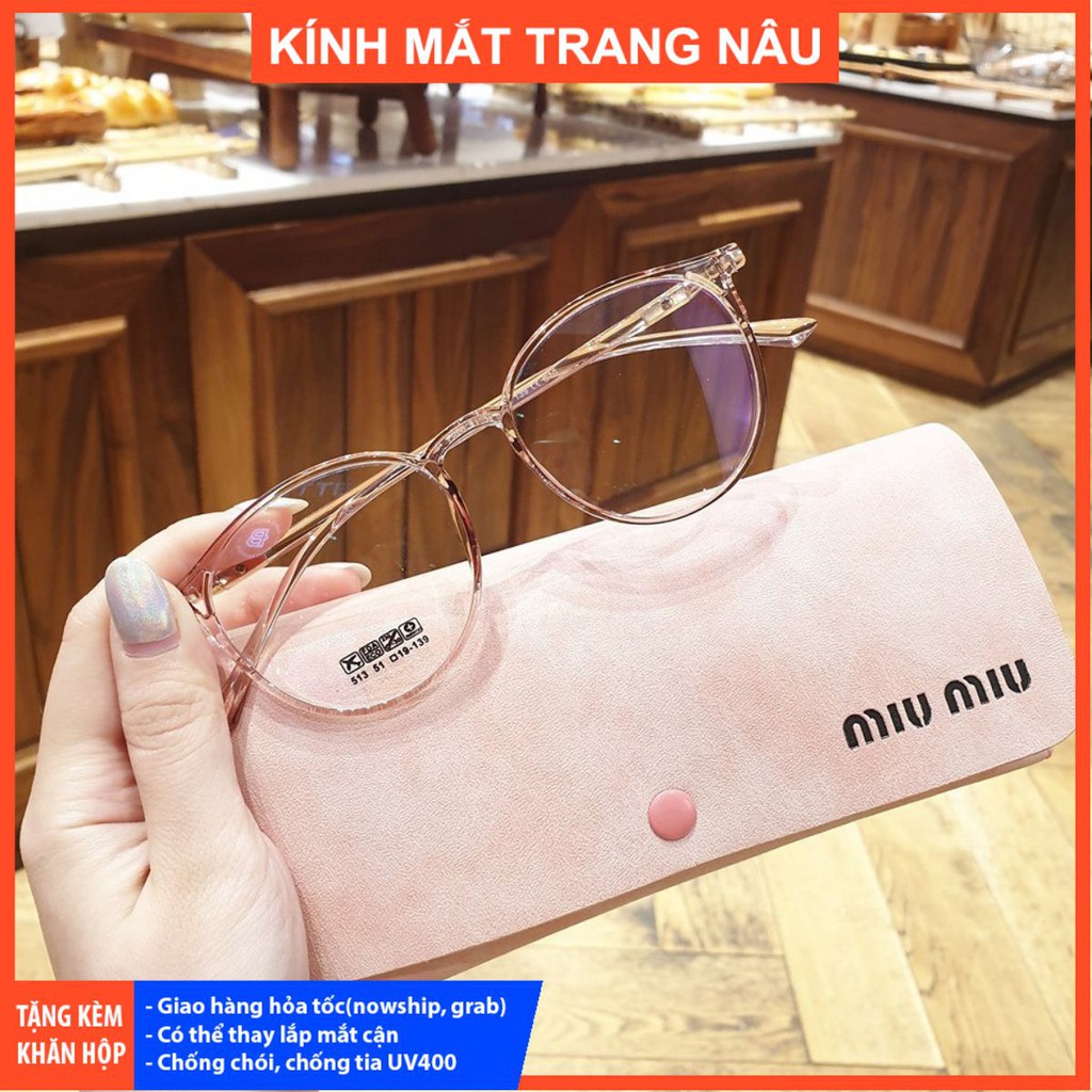 Gọng kính nữ Trang nâu chất liệu nhựa dẻo hàn mắt tròn thời trang nhiều màu sắc - Gọng Kính Cận Nữ Hàn Quốc 513