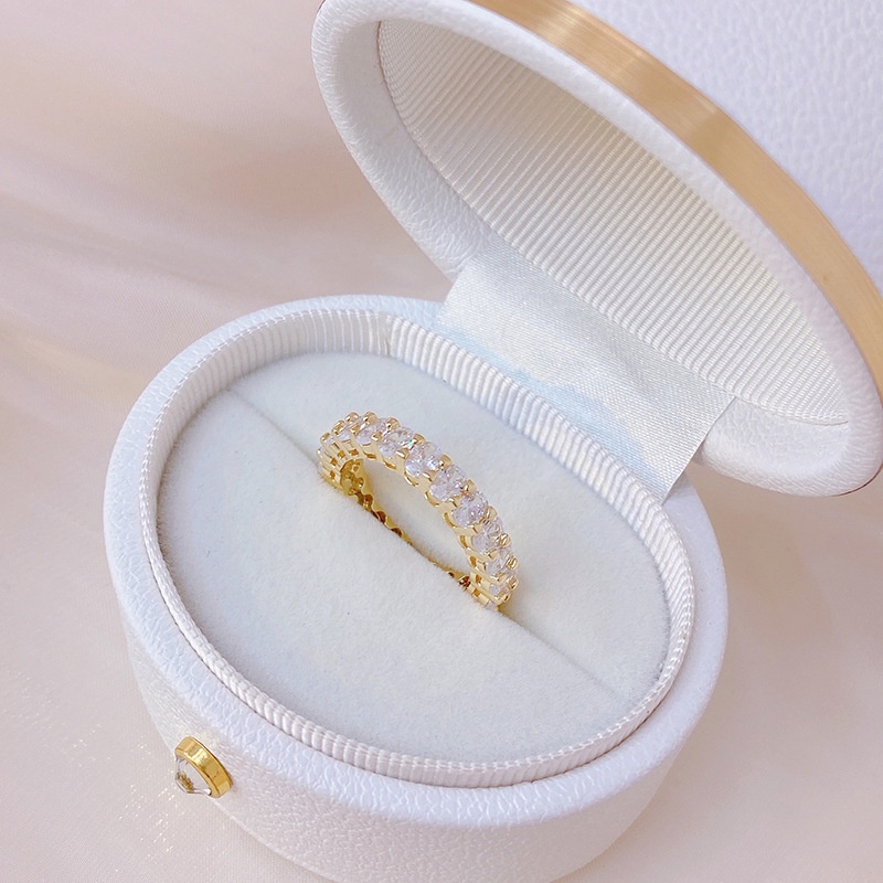 Nhẫn mạ vàng 14K đính đá zircon đơn giản