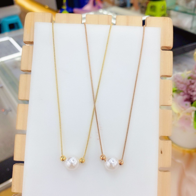 Dây Chuyền Dây Mì Mặt Ngọc Trai Nhân Tạo Titan Ko Han Rỉ TT 3857