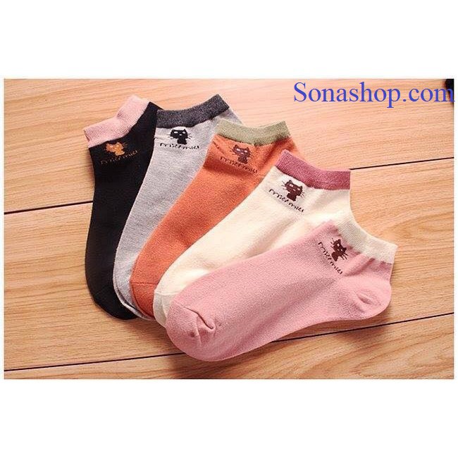 Combo 5 đôi tất mèo cổ ngắn trộn màu BC_CHIC LINGERIE
