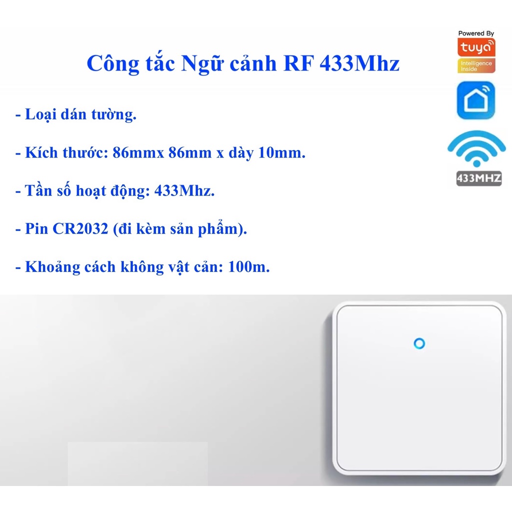 Công tắc / remote Ngữ cảnh thông minh, dùng sóng RF433/ 433MHZ/ 433 MHZ