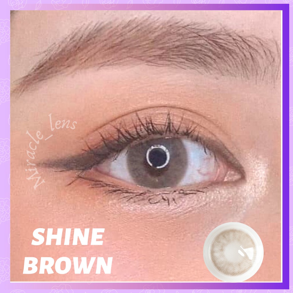 [ Lens nâu xám tây ] Kính áp tròng Hàn Quốc Lens mắt SHINE BROWN - Lens cận thời trang