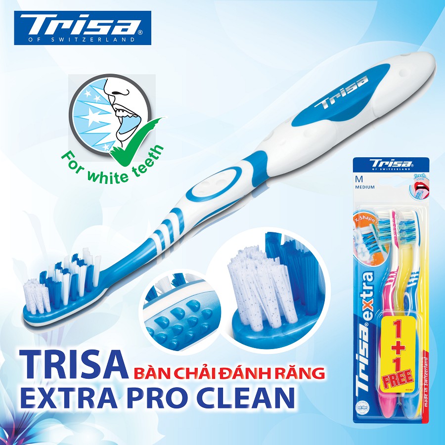 Bàn Chải Đánh Răng Trisa Extra Pro Clean Vĩ Đôi