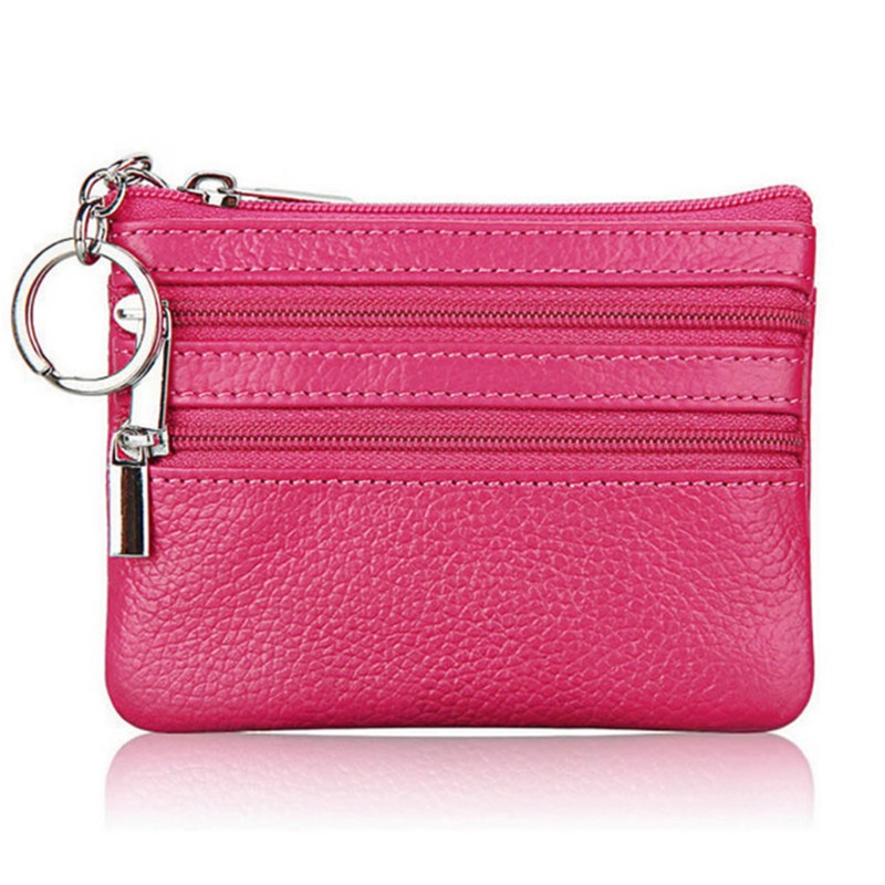 RUN  Women Men Leather Coin Purse Card Wallet Clutch Double Zipper Small Change Bag