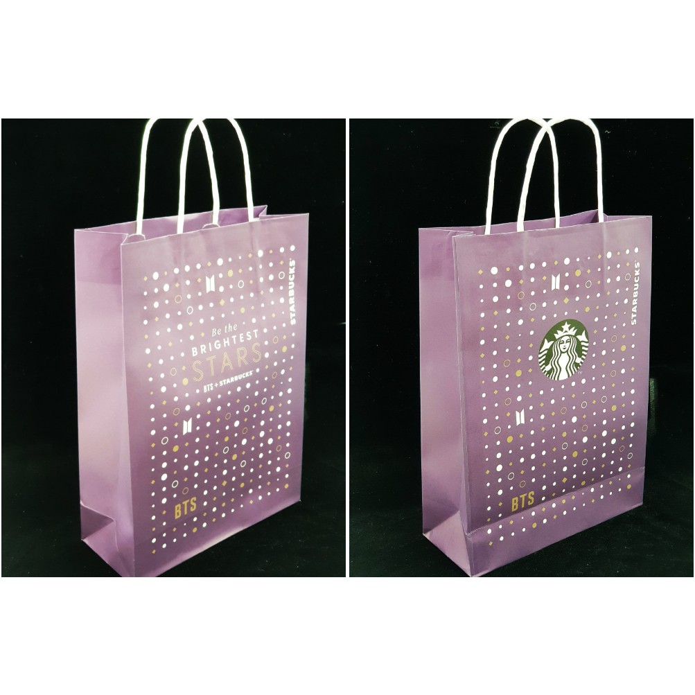 Túi Starbucks BTS Purple Paper Bag Shopping Bag 2020 BTS X STARBUCKS Collaboration Be the BRIGHTEST STARS