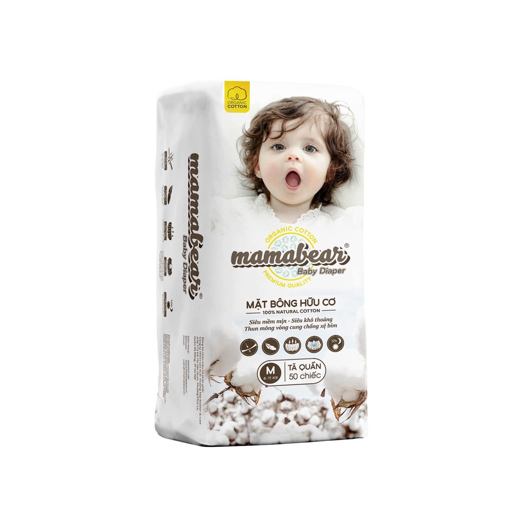 Bỉm quần Mamabear/ full size M,L,XL,XXL,XXXL, 4XL, 5XL/ 1 bịch có 50 miếng/ giá siêu rẻ !