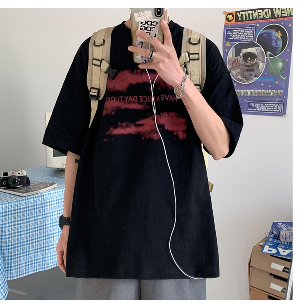 Áo Thun Tay Ngắn Dáng Rộng In Hình Đám Mây 3 Màu Sắc Thời Trang Mùa Hè Cho Nam Và Nữ Size S-8XL