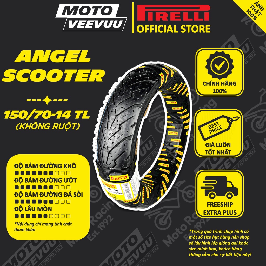 Vỏ lốp xe máy PIRELLI 150/70-14 TL Angel Scooter (Lốp không ruột)