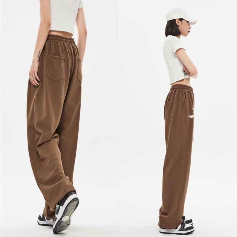 Quần Dài Ống Rộng Lưng Thun Rút Dây In Chữ Phong Cách Hàn Quốc Thời Trang Cho Nam Và Nữ