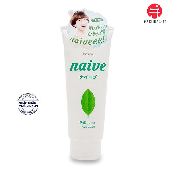 Sữa rửa mặt Kracie Naive Face Wash 130g Nhật Bản( Chanh, đào, lô hội, trà xanh)