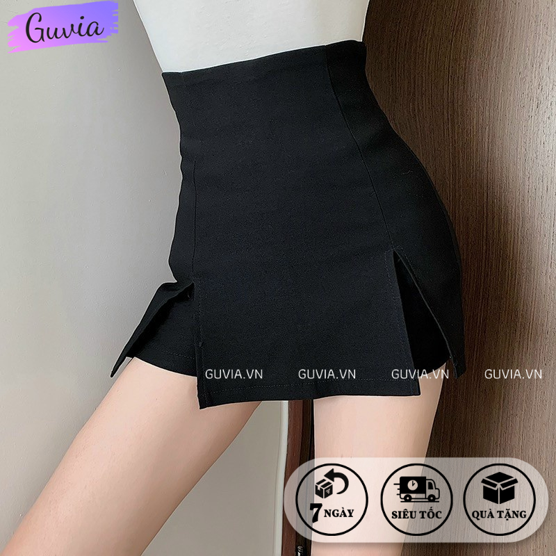 Chân Váy Dáng CHỮ A XẺ 2 BÊN Nữ Thời Trang Hàng Cao Cấp Lưng Cạp Cao Có Lót Trong GUVIA