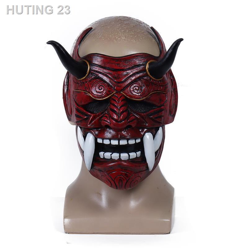 HTENG✟Mặt nạ cao su đỏ nhăn nhó với răng nanh Halloween mới prajna phim truyền hình Nhật Bản noh