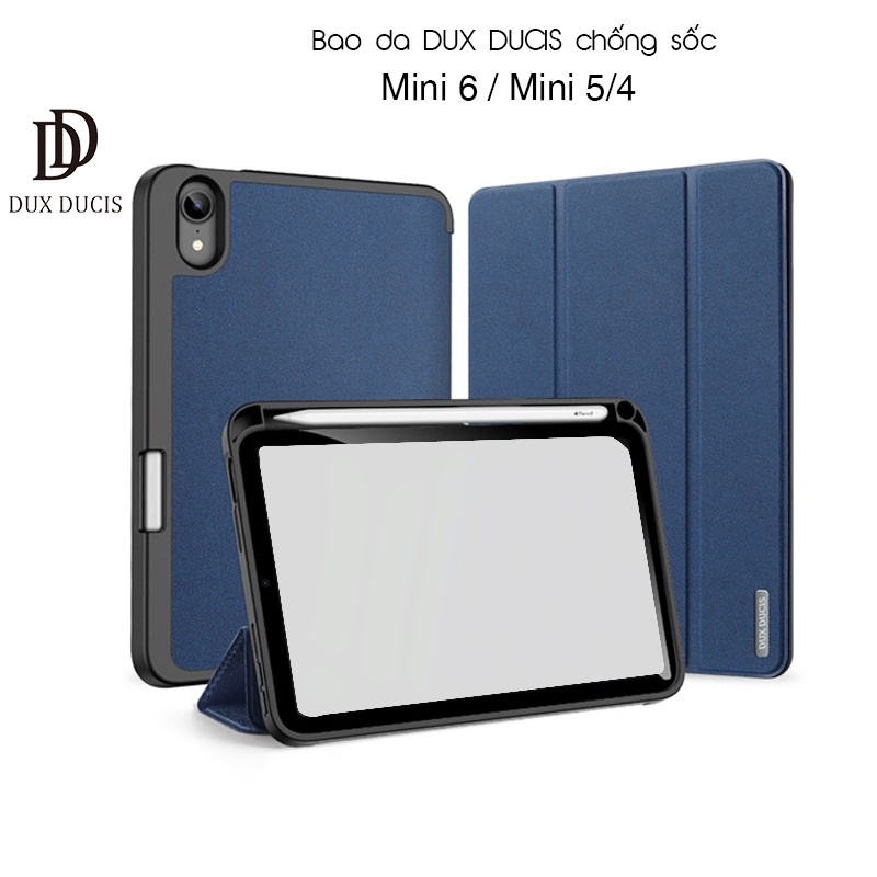 [Hỏa Tốc HCM] Bao da DUX DUCIS iPad Mini 6 / Mini 5/4 (DOMO SERIES) - Mặt lưng TPU mềm, Có ngăn đựng bút - Xanh