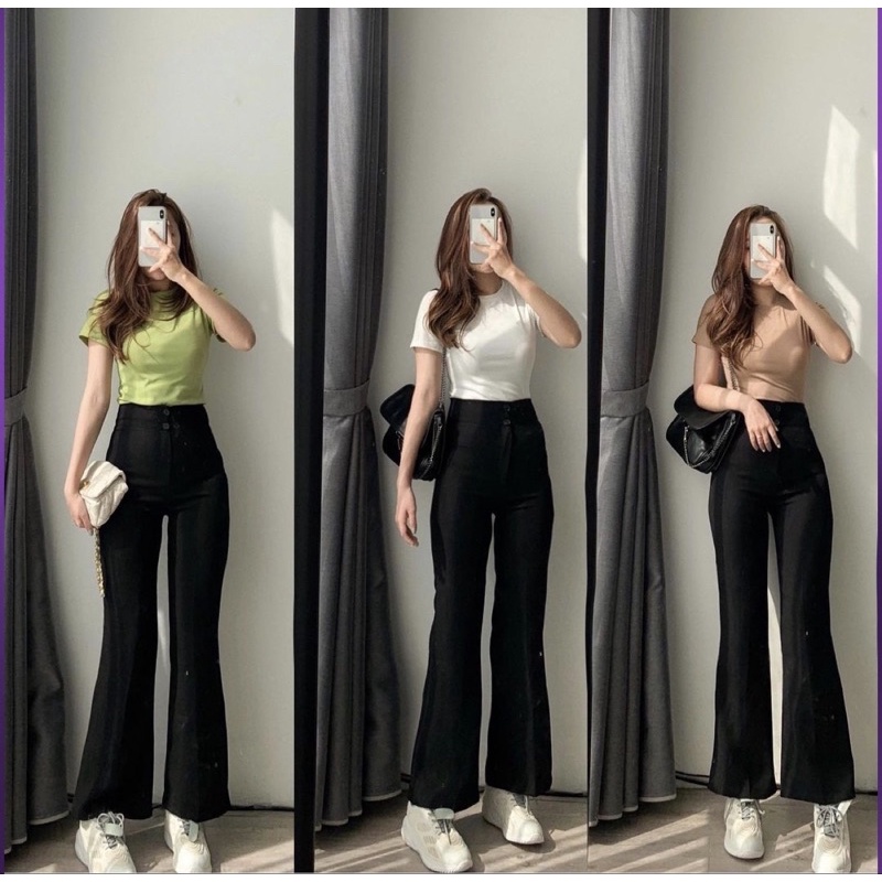 Quần vẩy loe nhiều màu 1 cúc / 2 cúc tôn dáng Quần ống loe dáng dài công sở