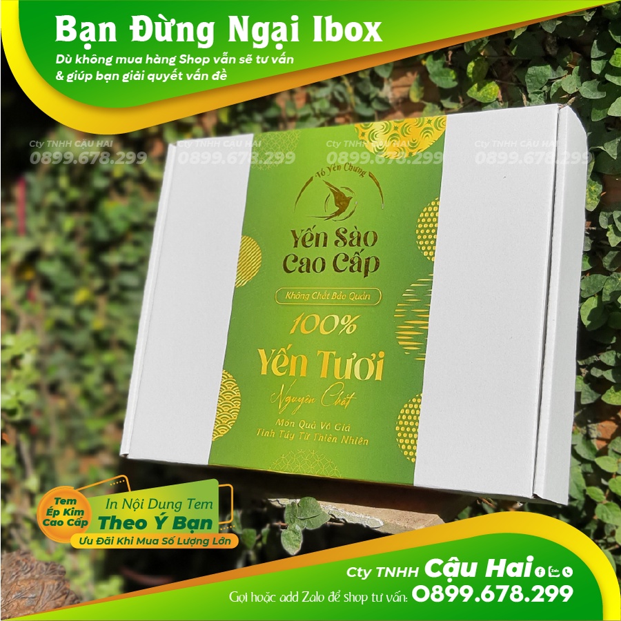 Hộp yến đựng 6 hủ yến tặng kèm set tem dán hủ đồng bộ cao cấp