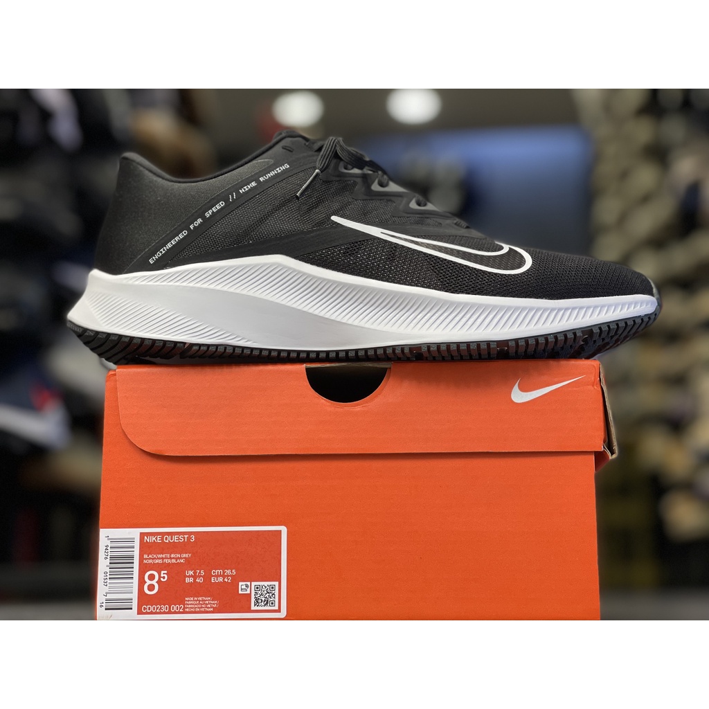 [CHÍNH HÃNG] GIÀY NIKE QUEST 3 - *BLACK/WHITE* - Code: CD0230-002