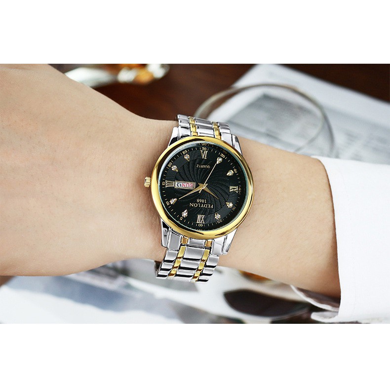 Đồng hồ nam FEDYLON F1868 dây thép không gỉ cao cấp - 2 màu mặt thời trang | BigBuy360 - bigbuy360.vn