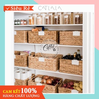 [HÀNG XUẤT LOẠI 1] Giỏ Lục Bình Đựng Đồ Hình Chữ Nhật Khung Sắt Có Tay Cầm GLBCN45