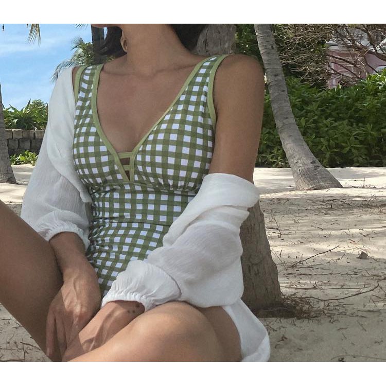 [SẴN] SET ĐỒ BƠI CARO XANH LÁ | BigBuy360 - bigbuy360.vn