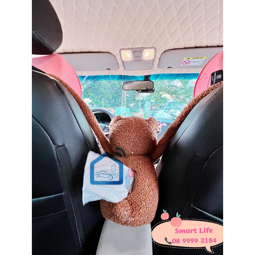 HỘP ĐỰNG KHĂN GIẤY VÀ ĐỒ DÙNG TRÊN XE Ô TÔ TIỆN DỤNG HÌNH GẤU DỄ THƯƠNG