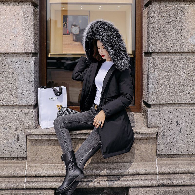 HÀNG SẴN SLL Áo khoác lót lông dáng dài siêu ấm