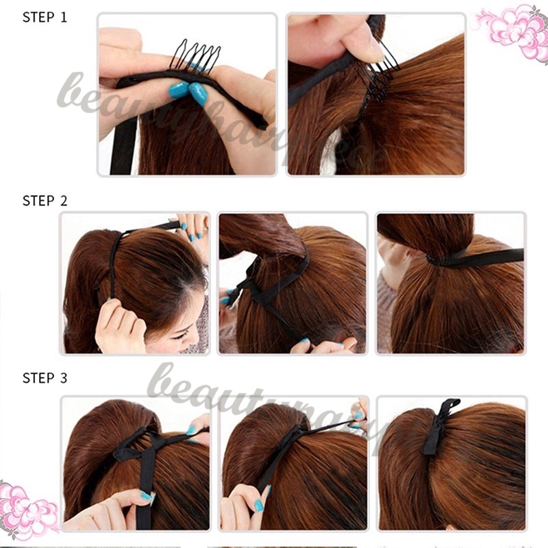 Tóc Giả Đuôi Ngựa 35cm Xoăn Nhẹ Bằng Sợi Tổng Hợp